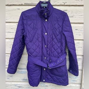 Vintage Lauren Ralph Lauren Purple Quilted Fall Belted Jacket Coat  XL Casual